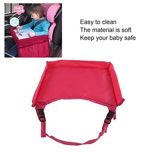 Kids Car Table Tray, Adjustable Storable Kids Travel Tray, Toddler Lap Desk Organizer for Toddler Travel (Red — view 2