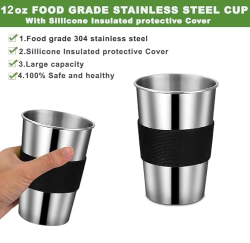pobowlgarls Camping Cookware Mess Kit, Stainless Steel Camping Cooking Set, Backpacking Cooking Set Backpacking Gear with Mini Stove for Camping,Backpacking,Picnic, Hiking, 1People, Silver and Balck — view 4