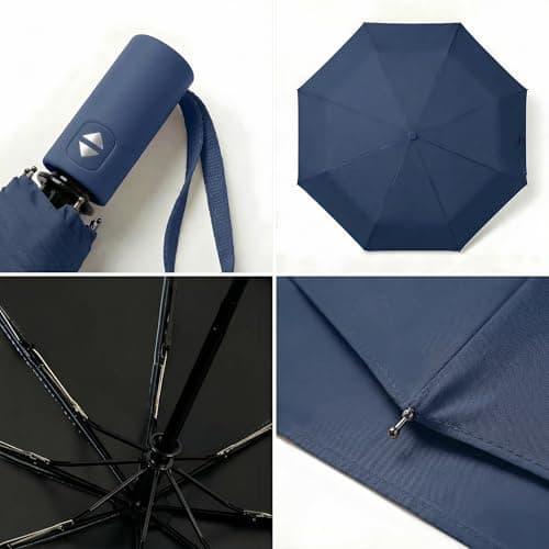BAODINI Small UV Protection Travel Umbrella Compact for Rain and Sun UPF 50+ Windproof Portable 42 inch Umbrella for Women and Men Navy Blue — view 5