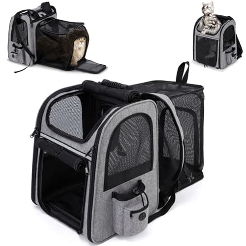Cat Backpack Carrier, Expandable Cat Rucksack, Super Ventilated Cat Bag,Pet Carrier Backpack for Traveling,Hiking, Camping Up to 18 Lbs Capacity, Multipurpose Pet Carrier for Large Cats