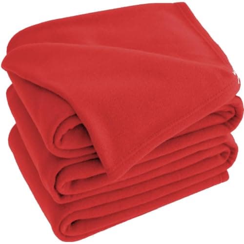 Adore Home Soft Warm Polar Fleece Blanket Large - Cosy Throw for Sofa, Bed, Travel, Car and Camping, 120x150cm, Red