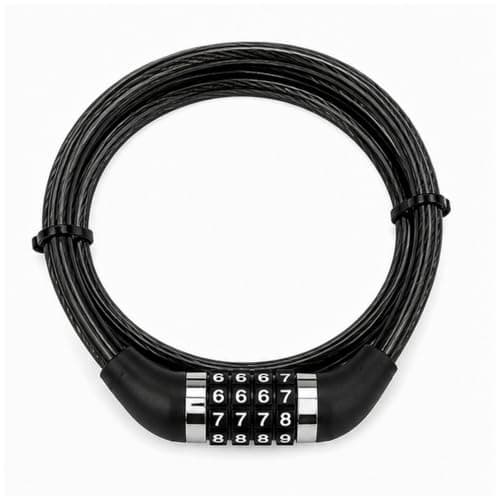 JKG Combination Bike Lock - 4 Digit 8mm PVC Coated Steel Bicycle Cable Lock