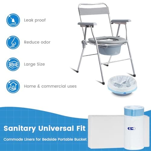 ACWOO 20 Pack Commode Liners with Absorbent Pads, Super Absorbent Disposable Commode, Adult Portable Toilet Bag with drawstring, Bed Pan Liners for Commode Toilet Chair Bucket Bags (20 Bags + 20 Pads) — view 2