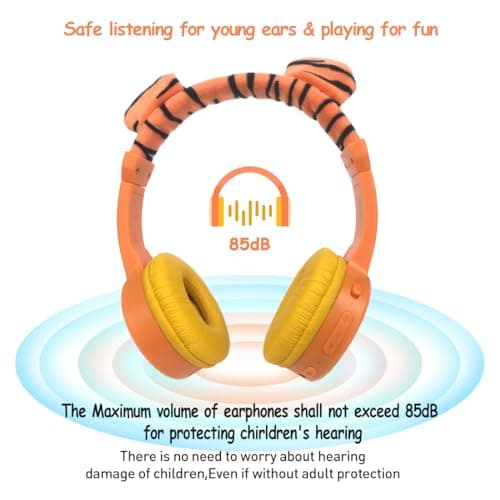 JBUNION Wireless Kids Headphones Bluetooth Headphones for Kids with Mic, 85dB Volume Limited, 3.5mm Wired Cable, Over Ear Girls Boys Toddlers Childrens Headphones for School/iPad — view 2