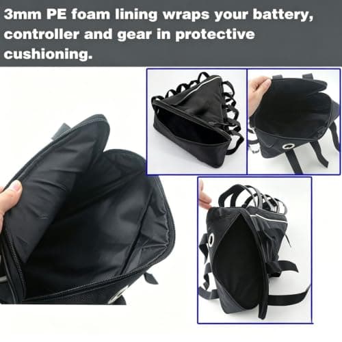 COZIIESKE 1680D Waterproof E-Bike Triangle Battery Bag for 36V-72V Bike Frame,Rigid Plates Stop sag,Fits 39x26x8/49x46x11cm Battery Packs,3-Strap Mount for Trails — view 6