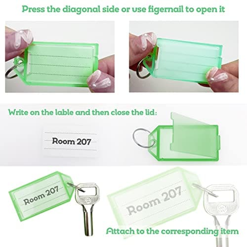 Key Tags with Labels and Key Rings, 10 PCS Plastic Key Fobs with Labels — view 3