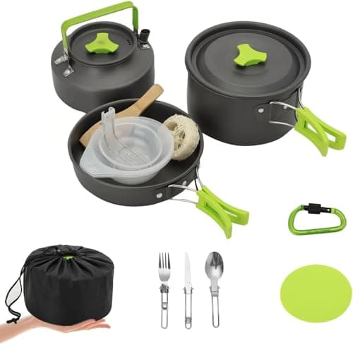 M.J COMFY-LIFE 15pcs Camping Cookware Kit Camping Pots and Pans
