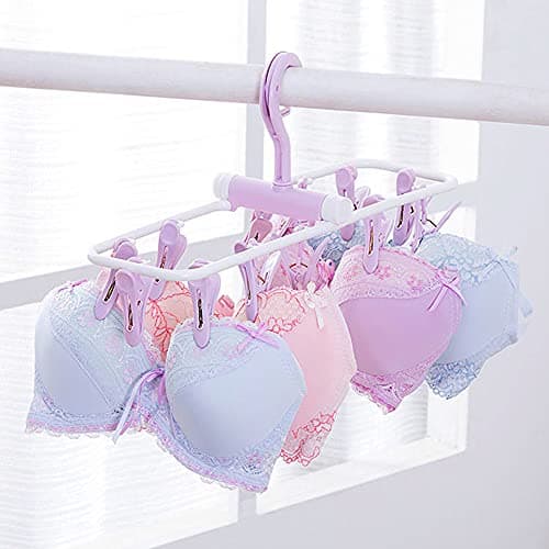 HKzzy 2 Pack Portable Folding Drip Hanger Travel Clip Socks Clothes Underwear Laundry Hanger Drying Rack with 12 Clips — view 5