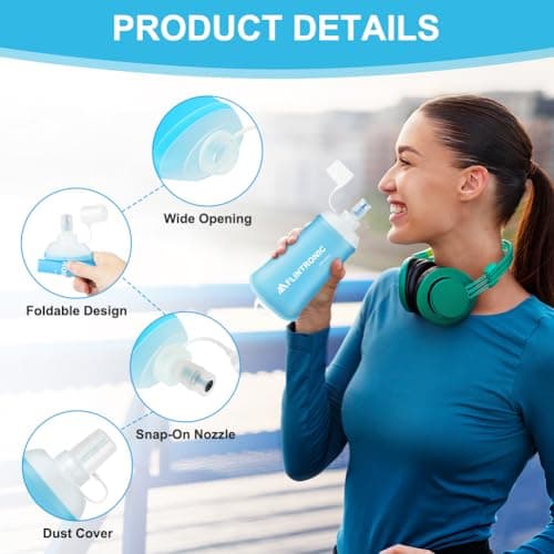 Flintronic TPU Foldable Water Bottles, 2-Piece Soft Flask, BPA-Free, for Hydration on Backpacks, Bicycles, Hiking, Jogging, Camping, and Climbing (250ml, Light Blue) — view 4