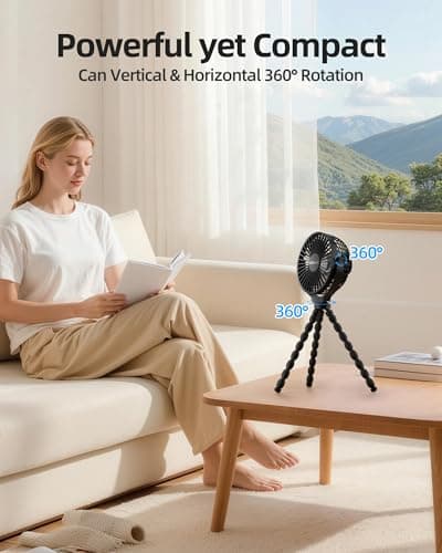 OGAJO Portable Pram Fan Rechargeable Clip-On Fan Personal USB Desk Fans — view 4