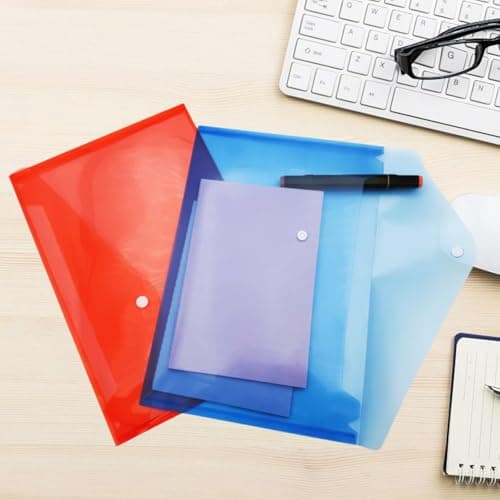 A4 Plastic Wallets 7PCS Folders Waterproof Plastic Wallet Transparent Colours with Button Storage and Organization Office Supplies — view 4