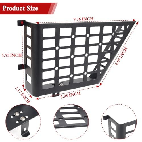 Z8 Metal Front Door Pockets for 2007-2018 Jeep Wrangler JK JKU 2/4 Storage Stainless Steel Door Side Insert Organizer — view 6