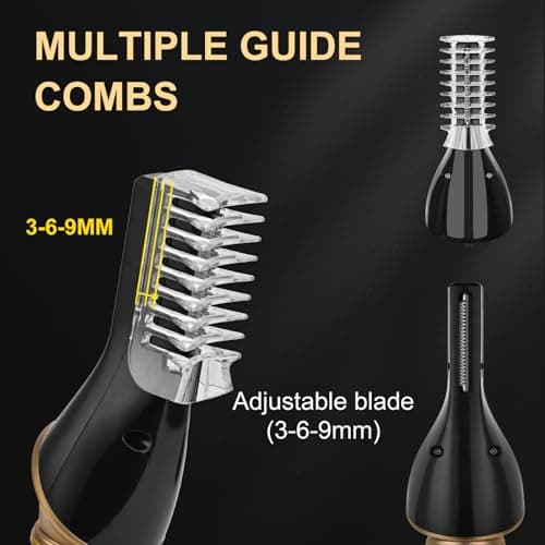 YIDON Hair Clippers Men, Beard Trimmer Professional, Cordless Shavers for Men, Detailer Hair Trimmer Come LED and Type-C, 6 in 1 Grooming Barber Kit for Personal Haircut, Beard, Body, Stubble, Nose — view 4