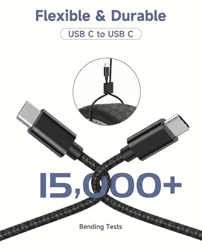 USB C to USB C Charger Cable 1M+2M 2Pack,60W Phone Charger Cable USB-C Fast Charge Nylon Braided USBC Fast Charging cable Type c Lead compatible with i-Phone 17/16/15 Pro Max,MacBook Air,for Sam/sung — view 4
