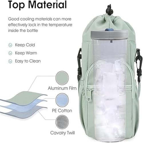 mmfLyuLD Insulated Water Bottle Carrier Bag, Portable Sports Water Bottle with Adjustable Strap, Insulated Waterbottle Holder Bottle Pouch Holder with Phone Pocket for Outdoor Sports Travel (Purple) — view 2