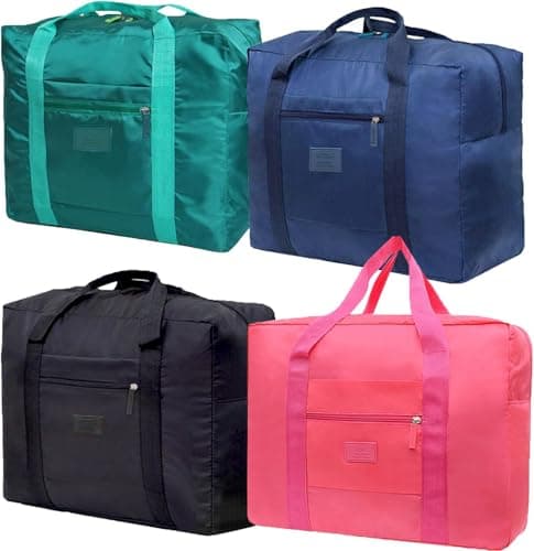 INVODA Foldable Travel Duffel Bag 26L Lightweight,Water Repellent & Tear Resistant Travel Luggage Bag by, 4PCS, Foldable