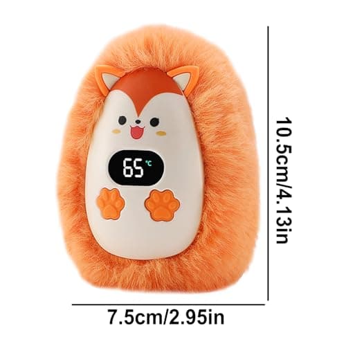 Rechargeable Hand Warmer - Portable Electric Cartoon Pocket Hand Heater With Digital Display | Electric USB Plush Animal Palm Warmer For Home Outdoor Camping Walking Kids Adults Friends — view 6