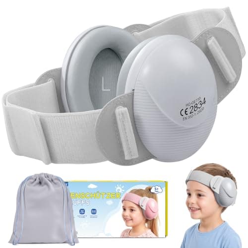 ECHOCUBE Earmuffs, Noise Cancelling Headphones for Boys and Girls, Children Ear Defenders for Sleep, Airplane Travel - Grey