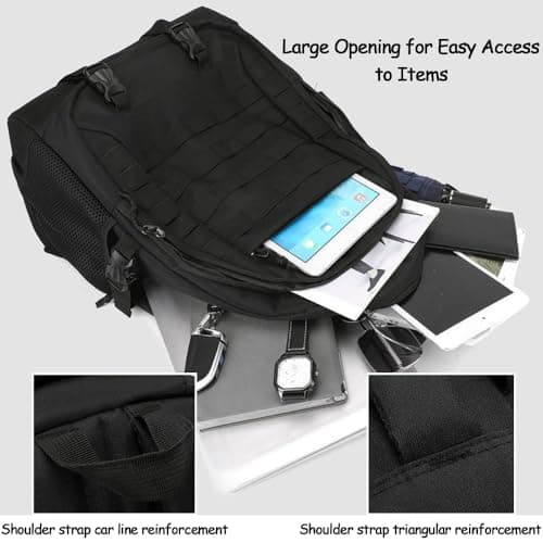 Lawaia 45L Tactical Military Backpack Hiking Rucksack Survival Army Bags Large Rucking Outdoor Sports Packs Molle Gym Backpacks for Men Fishing Camping Motorcycle Traveling Mountaining-Cp Camo — view 5