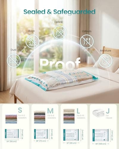 SONGMICS Vacuum Storage Bags With Hand Pump 12 Pack, 3S/3M/3L/3J — view 3