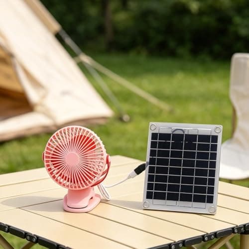 Portable Solar Fan 5 V with Clip and App Monitoring, Solar Fan, 17.5 x 21.5 cm, ABS Weatherproof for Camping, App-Controlled Solar Fan with Real-time Energy Monitor, Small (Solar Panel) — view 3