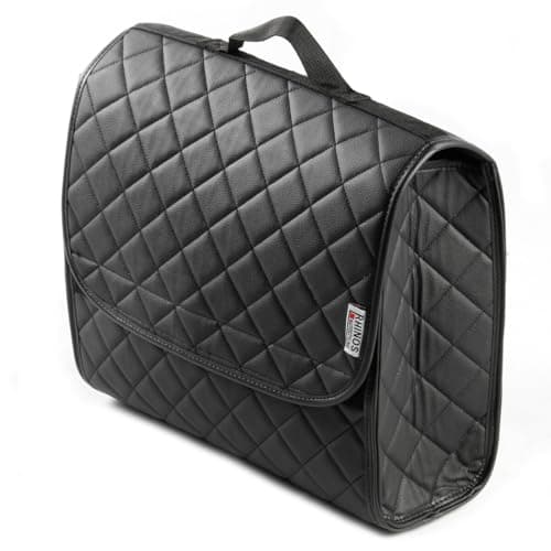COMPATIBLE WITH AUDI TT ROADSTER (2006-2014) - Boot Tidy Organiser Compact Storage Car Trunk Anti Slip Bag Leather Square Quilted Black - Gift Idea