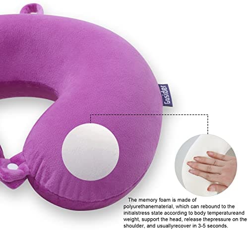 Gosider Travel Pillow Soft U Shape Memory Foam Neck Pillow, Purple — view 5