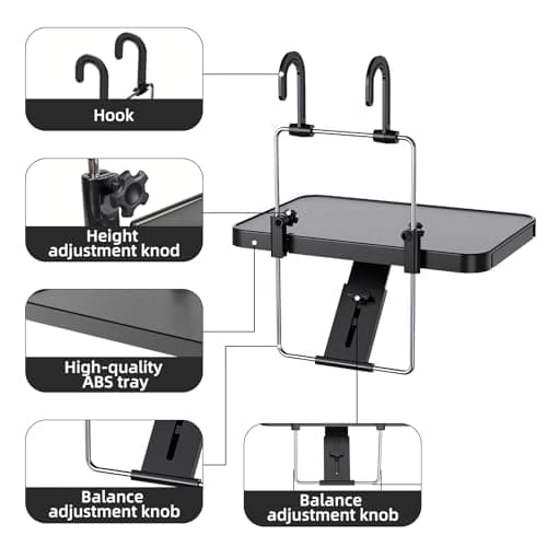 Car Steering Wheel Table - Multi-function Car Table for Laptop, Car Travel Accessories for Long Trips, Vehicle Seat Backseat Headrest Table Desk for Food Cup Holder, Car Tray Table for Kids Adults — view 4