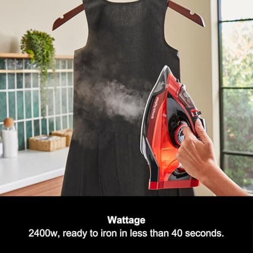 Morphy Richards EasyCHARGE Cordless Steam Iron, Non Stick Ceramic Soleplate, 130g Boost, 30g Output, 350ml Water Tank, Anti Drip and Scale, Auto Shut-off, 2.5m Cord, 2400W, Red, 303250 — view 4