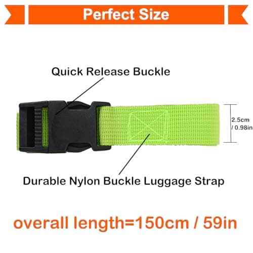 Hiziwimi 6Pcs Green Luggage Straps for Suitcases with Quick-Release Buckle — view 2