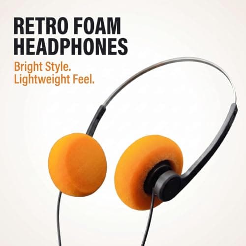 Wyjuan Orange Retro Over-Ear Headphones,Wired Stereo Headphones, HiFi Stereo Sound, Lightweight Portable with Adjustable Headband, Comfortable Headset for Travel & Daily Use — view 2