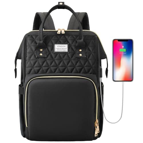 VSNOON Laptop Backpack for Women, 15.6 Inch Travel Backpack Wide Open