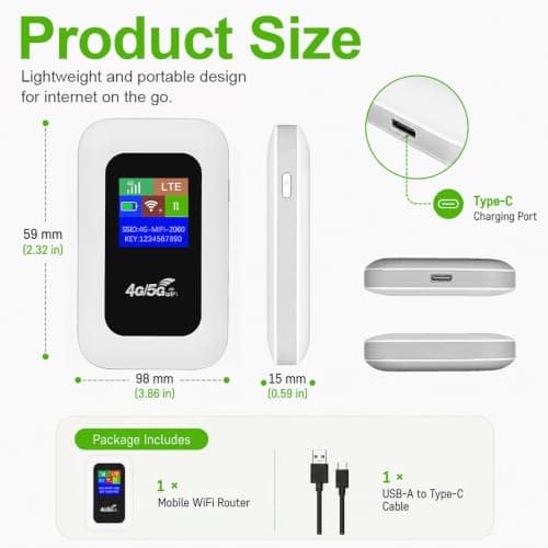 4G Portable WiFi Router, SGZIOO 3000mAh Mobile WiFi Travel Router, Mobile Hotspot with 4G or 5G SIM Card Slot, 150Mbps High Speed Pocket WiFi Hotspot for Car and Home with 10 Users Sharing — view 2