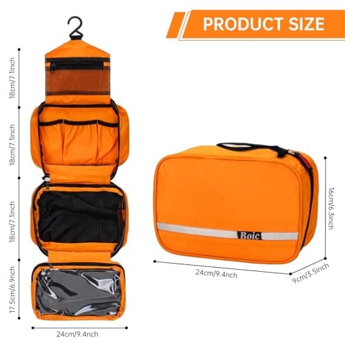 Boic Hanging Toiletry Bag, Travel Toiletry Bag for Women, Mens, Orange,M — view 4