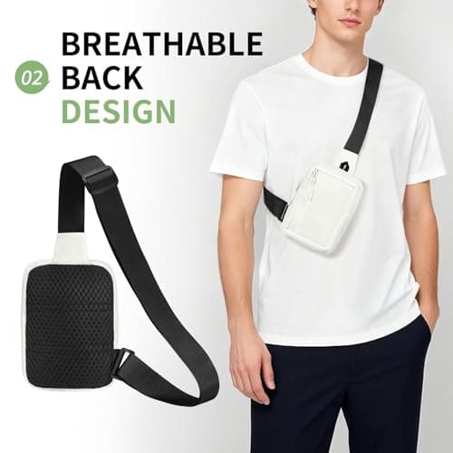 SUIKIHUM Mini Sling Bag for Men and Women 7.5" Pocket, White — view 4