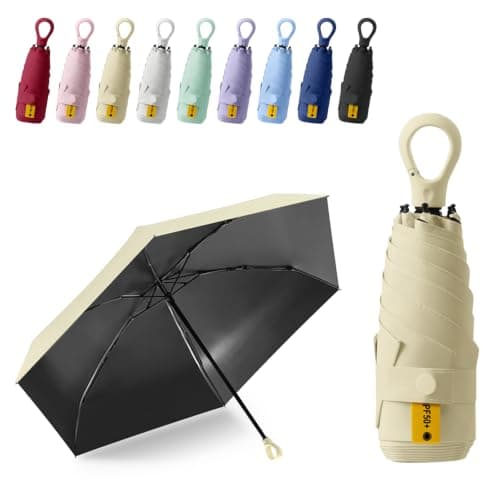 FANSEZQ Sun Umbrella, Mini Travel Umbrella With Case Small Compact Protection Sun Lightweight Tiny Pocket Umbrella