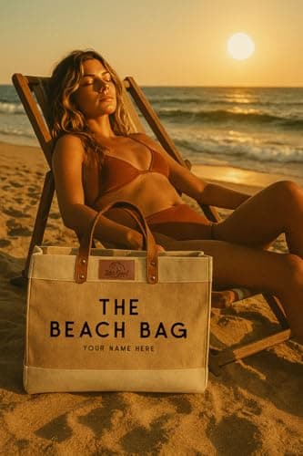 KRAFTYGIFTS Large Beach Tote Bag - Personalised Womens Holiday Handbag - Vacation Carry Shopper - Weekend Bag - Oversizes Shopping Carrier (The Beach Bag) — view 5