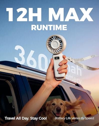 Diveblues Handheld Turbo Fan, 1–100 Speed Portable Fan with Strong Airflow, USB-C Rechargeable, 4-in-1 Personal Neck/Desk/Travel Fan, Lightweight Foldable Fan for Summer, Concerts & Outdoor Use — view 5