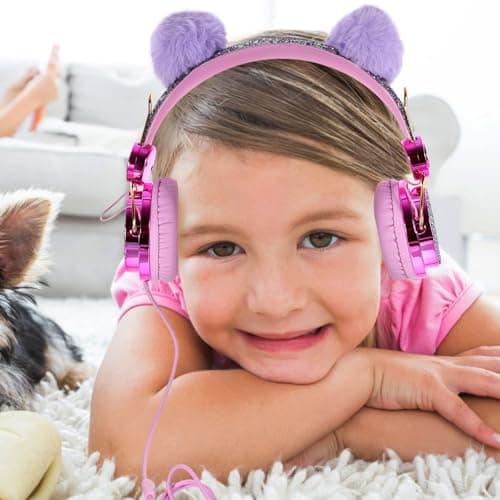 PartyKindom 2pcs Boys and Girls Plush Ear Headphones Noise Cancelling for Girl Comfortable over Ear Headset for Sleeping and Travel — view 6