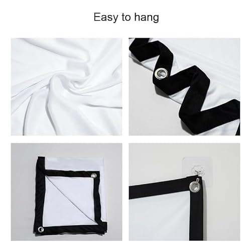 zalati Projector Screen Portable Indoor/Outdoor Movie Theater screen 16/9 polyester white soft screen For outdoor camping Collapsible High Contrast Hanging Hole Grommets - 51inch — view 4