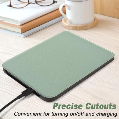 DMLuna Case for Kobo Clara Colour/Clara BW/Clara 2E 6"eReader, Ultra Slim Lightweight Folio Premium PU Leather Protective Cover with Auto Sleep/Wake Function, Agave Green — view 6