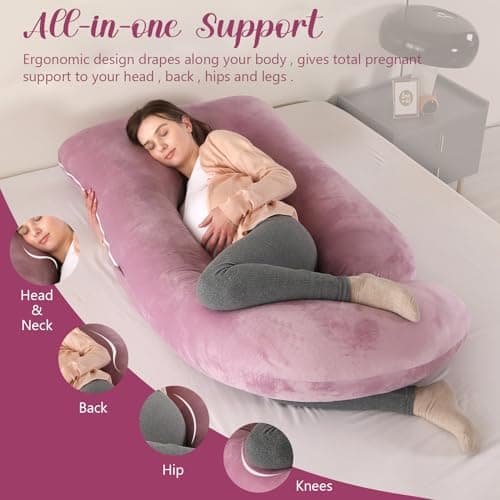 Labtec Pregnancy Pillows for Sleeping, Velvet U-shape Maternity & Body Pillows, Full Body Pillow, Maternity Hips, Legs, Belly For Pregnancy & Back Support Pillow [PINK] — view 3