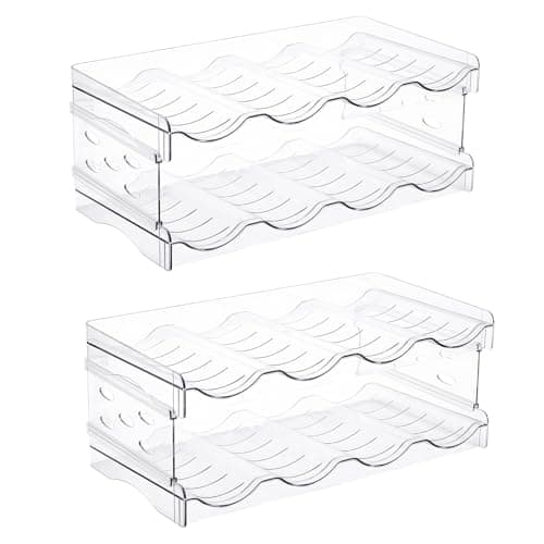 Stackable 2-Tier Bottle Rack for Fridge and Cupboard 16-Bottle Clear Holder