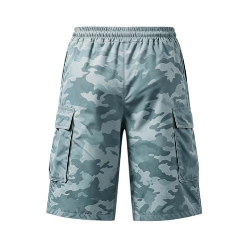 Camo Cargo Shorts for Men Fashion Elasticated Waist Multi Pockets Mens Combat Cargo Shorts Regular Fit Knee Length Shorts Summer Casual Printed Outdoor Hiking Walking Short Pant (Sky Blue-E, S) — view 6