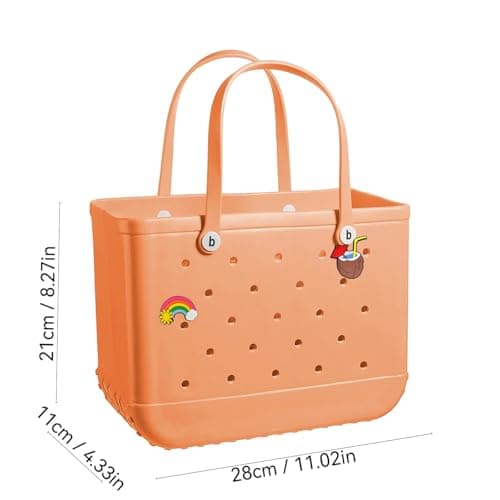 XYYYHTL Beach Tote Bag Rubber Waterproof Washable Durable Open Tote for Sports, Pool, Gym, Large Rubber EVA Bag With Holes Stylish Women's Beach Essentials — view 4