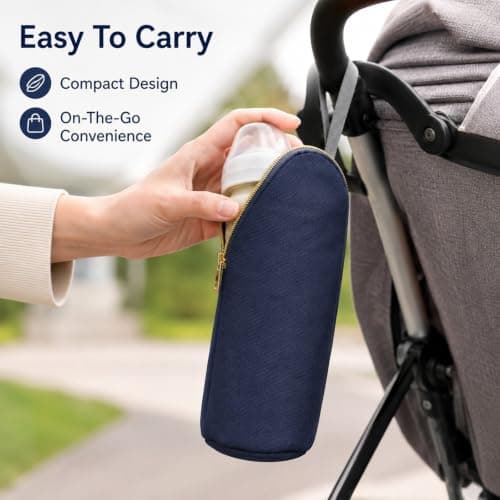 JiaYiXu 1 Pack Insulated Baby Bottle Bag, Dark Blue Milk Cooler Bottle Cooler Warmer Pouch, Baby Bottles Cooler Bag, Portable Travel Thermal Bags for Bottles — view 6