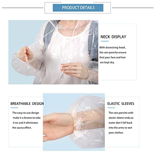 SWOGAA Disposable Rain Ponchos for Adults 6 Pack Extra Thick — view 5