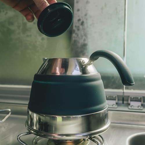 Outwell Collaps Collapsible Camping Kettle 1.5L – Foldable Travel Water Kettle, Compact Portable Camp Tea Kettle, Stainless Steel & Premium Silicone - For Outdoor, Camping, Travel (Navy Night) — view 3