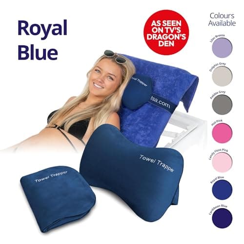 ITSA Towel Trapper | Inflatable Travel Beach Pillow | Sunlounger Towel Strap | Portable Towel Gripper, Neck Support Blow Up Pillow (Royal Blue) — view 2