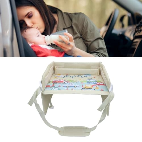 Masyrt Kids Travel Tray, Foldable Toddler Lap Desk Organizer, Cartoon Pattern, Road Trip Must Have, for Car & Airplane, Ideal for Toddler Car Seat & Kids Car (Car Pattern) — view 5